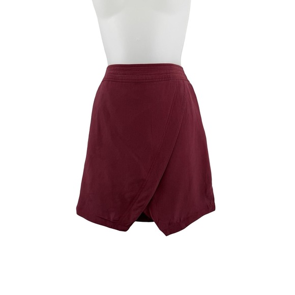 Madewell Skirt Womens Small Burgundy Silk Wrap‎ Front Tulip Hem Lined Holiday - Picture 4 of 15
